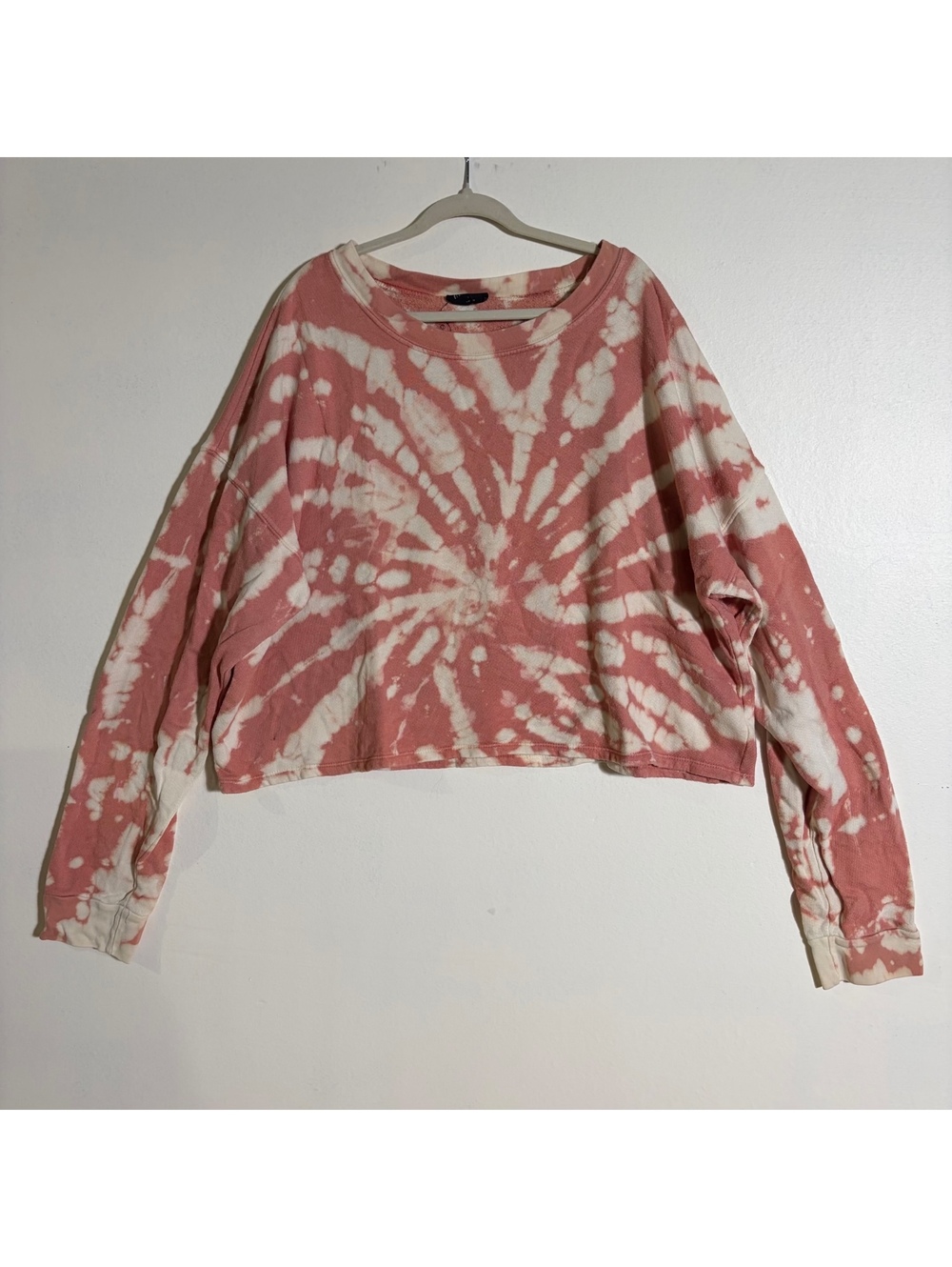 Blue Paige Women’s Pink Tie Dye Cropped Sweatshirt Long Sleeve Size M